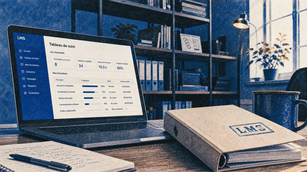 Logiciel LMS : tableau de suivi apprenants et progression