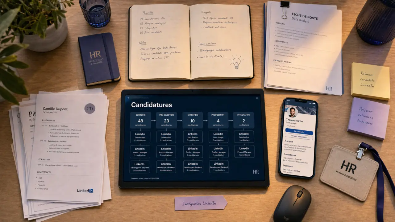 Logiciel RH qui s'intègre à LinkedIn : import profils, suivi candidatures, éviter doublons