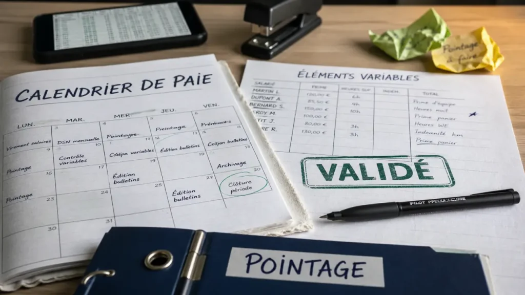 Éléments variables de paie à valider en 3 à 5 jours ouvrés