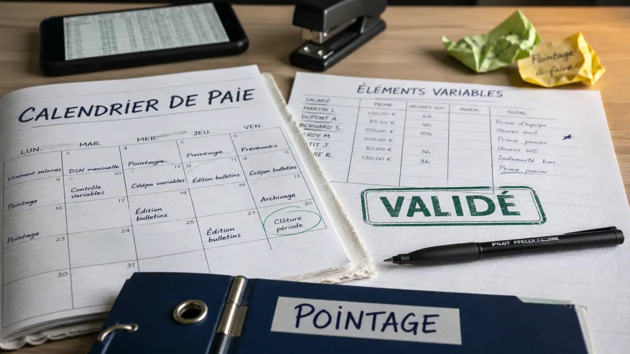 Éléments variables de paie à valider en 3 à 5 jours ouvrés