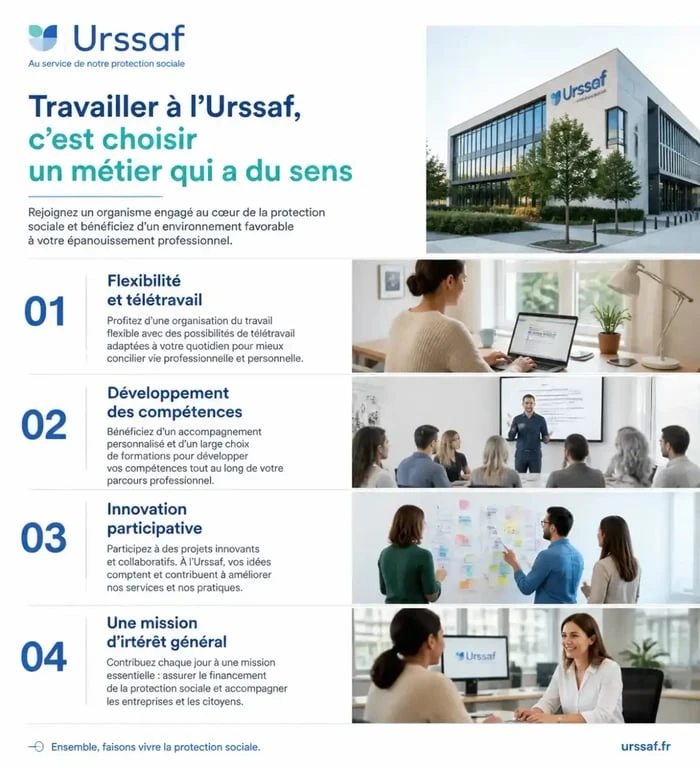Infographie des avantages de l'Urssaf pour le recrutement