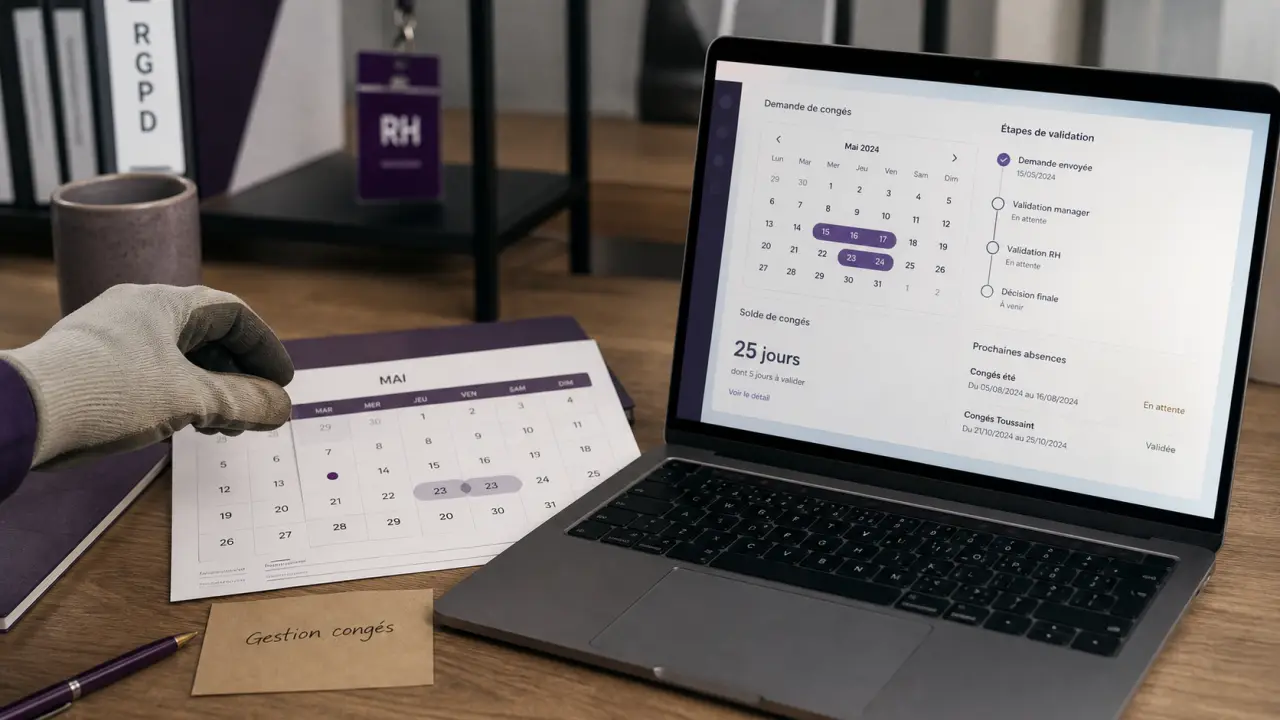 Logiciel gestion de congés open source : calendrier RH sur ordinateur