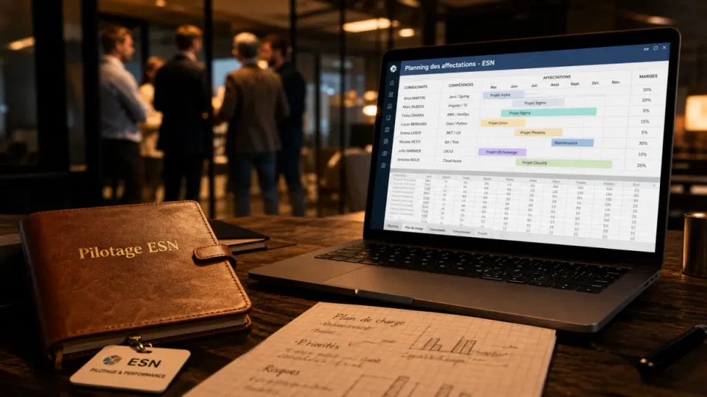 Logiciel de gestion de projet et d'équipes pour ESN : planning staffing et marge sur ordinateur