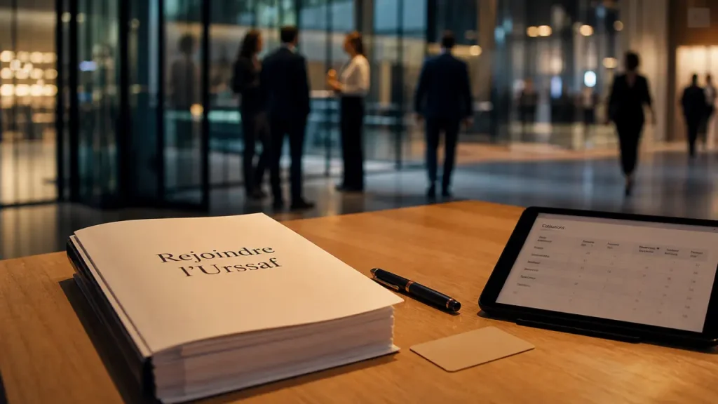 Urssaf recrutement : dossier sur table dans un hall administratif