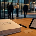 Urssaf recrutement : dossier sur table dans un hall administratif