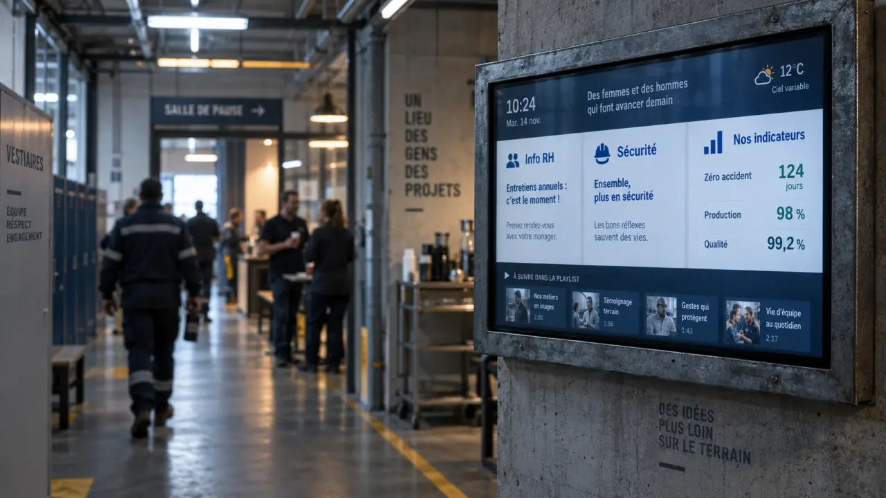 Affichage dynamique communication interne sur écran en site industriel