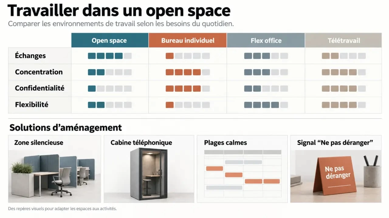 Travailler dans un open space : comparaison des organisations de travail et solutions pour préserver la concentration