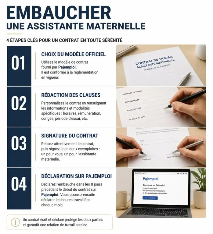 Étapes pour établir un contrat de travail assistant maternel à imprimer