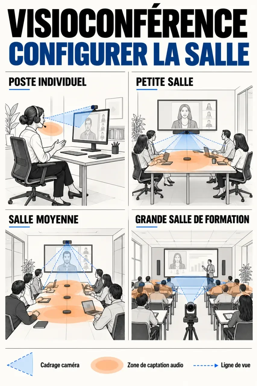 Solution de visioconférence professionnelle selon la configuration de la salle
