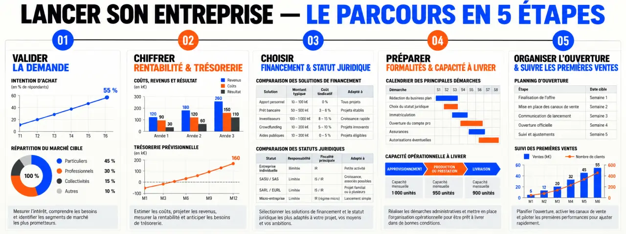 Les étapes clés pour réussir le lancement de votre entreprise, de la validation de l'idée aux premières ventes